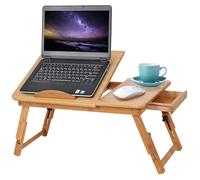 Solidchoice - Mesa portátil para laptop, plegable. Escritorio de madera con cajón, deflector antideslizante, altura ajustable, orificios de ventilación, diseño ligero. Mesa para cama