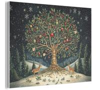 Solidchoice - MuchoWow: Decoración de pared para colgar, 100x70 cm. Decoración navideña colorida con un árbol decorativo para fiestas