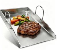 Solidchoice - Plancha de acero inoxidable, 40 x 30 cm, para parrillas de gas y carbón