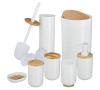 Solidchoice - Set de 7 accesorios para baño, fabricado en plástico y bambú