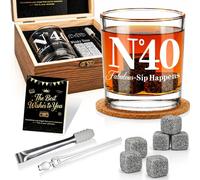 Solidchoice - Set de whisky para el 40º cumpleaños, con caja de madera y piedras