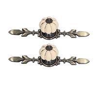 Solinder Pomos de Cajón de Calabaza Pintados a Mano, Elegantes Manijas Cerámica para Decoración del Hogar, Juego 2 Uds, Aleación Zinc Resistente y Duradera (1045A blanca marfil)