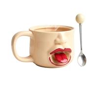 Sollee Taza De Café Con Lengua | con Asa Cuchara 255 ml Recipiente para Bebidas - Tazas Divertidas 3D Con Lengua Fuera | Para Mujeres Hombres Niños Cumpleaños Inauguración Hogar Oficina Cocina