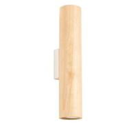 SOLLUX lighting Aplique de Interior - Lámpara de Pared Madera Acero - 1 Pantalla - Bombilla LED - Madera Blanco Lino