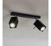 SOLLUX LIGHTING Downlight Square, negro, 2 luces