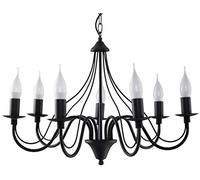 SOLLUX lighting Lámpara colgante de araña - Lámpara de techo de acero - 7 llamas - Bombilla LED - Minerwa negra