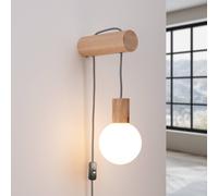 SOLLUX LIGHTING Nimbi aplique de pared, madera clara, altura 67 cm, madera/vidrio