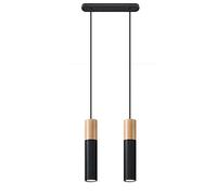 SOLLUX lighting Pablo 3 Faretto Lampada A Sospensione A Soffitto, Design Minimalista E Industriale, Lampadina GU10 Sostituibile, 3x40 W, Legno Natural