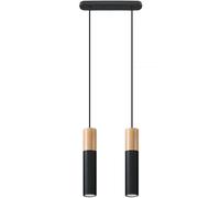 Sollux Lighting Pablo lámpara colgante 2x40 W negro-madera SL.0633