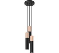 Sollux Lighting Pablo lámpara colgante 3x40 W negro-madera SL.1014