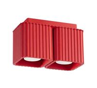 SOLLUX lighting Plafón interior LED GU10 2 luces aluminio 20,5x10x12 cm rojo, RIFF 2