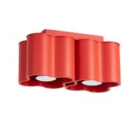 SOLLUX lighting Plafón interior LED GU10 2 luces aluminio 24,5x12x12 cm rojo, OVIO 2