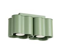 SOLLUX lighting Plafón interior LED GU10 2 luces aluminio 24,5x12x12 cm salvia, OVIO 2