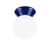SOLLUX lighting Plafón Lámpara de Techo - Foco de Techo Cerámica Esmaltada Vidrio - 1 Pantalla - Bombilla LED - Azul Ultramarino Zori