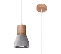 Sollux Lighting – Lámpara colgante Qubic SL.0964 – 1x60 W E27 reemplazable madera y hormigón gris