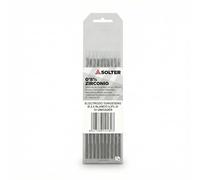 Solter Electrodos Tungsteno Blanco 0,8% Zirconio - Consumibles TIG GTAW para Aluminio, Alta Estabilidad de Arco y Baja Contaminación (2,4 Ø) AC.