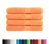 SOLUND Toallas 4 unidades Naranja 100x200 cm 600 g/m² | 100% algodón hilado en anillo, suave y absorbente, gancho para colgar, lavable a máquina, multiusos