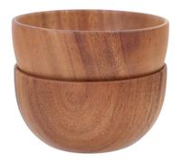 SOLUSTRE 2 Piezas Juego de Cuencos de Madera Redondos para Arroz y Sopa Miso, Prácticos y Resistentes, Color Café, Diseño Natural y Elegante para Cocina y Mesa