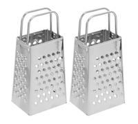 SOLUSTRE 2 Piezas Mini Rallador de Queso de 4 Caras, Rallador de Cuatro Lados, Acero Inoxidable, Plateado, para Queso y Verduras, Rallado Fino y Uniforme, Portátil, Uso Comercial y