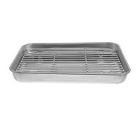 SOLUSTRE Bandeja Rectangular para Asar en Horno con Rejilla de Acero Inoxidable y Filtro de Aceite para Hornear Pavo y Carnes con Distribución Uniforme del Calor