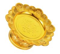 SOLUSTRE Cuenco de Ofrenda de Loto Dorado de Plástico, 7 Pulgadas | Plato Floral para Fruta y Bocadillos, Uso Espiritual E Incienso, Estilo Vintage Elegante