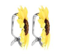 SOLUSTRE Pinzas para Cortinas Material de Poliéster Diseño de Girasol Amarillo 2 Piezas sin Taladro, Agarre Fuerte y Decoración Rústica en Salas y Estancias Pequeñas