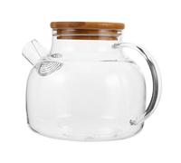 SOLUSTRE Tetera de Vidrio con Tapa de Bambú y Pico Corto, Capacidad Grande para Té o Café Caliente, Resistente y Fácil de Limpiar, Adecuado para Restaurante o Cocina