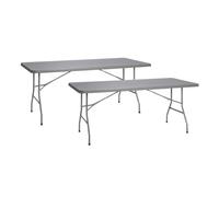 Solycarpa Pack 2 Mesas Plegables 200x90 cm de Exterior y Jardín | Mesas Portátiles de PVC para Catering, Hostelería, Camping y Eventos | Mesas Auxiliares Rectangulares Resistentes