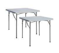 Solycarpa Pack 2 Mesas Plegables Cuadradas 87x87 cm de Exterior y Jardín | Mesas Portátiles de PVC para Catering, Hostelería, Camping y Eventos | Mesas Auxiliares Resistentes