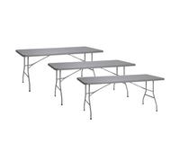 Solycarpa Pack 3 Mesas Plegables 200x90 cm de Exterior y Jardín | Mesas Portátiles de PVC para Catering, Hostelería, Camping y Eventos | Mesas Auxiliares Rectangulares Resistentes