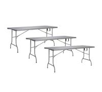 Solycarpa Pack 3 Mesas Plegables Tipo Maleta 180x70 cm para Exterior | Mesas Portátiles de PVC Resistentes para Catering, Hostelería, Camping y Eventos | Mesas Auxiliares Abatibles