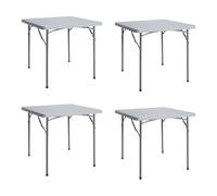 Solycarpa Pack 4 Mesas Plegables Cuadradas 87x87 cm de Exterior y Jardín | Mesas Portátiles de PVC para Catering, Hostelería, Camping y Eventos | Mesas Auxiliares Resistentes