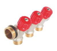 SOMATHERM PARA USTED: Colector de distribución de 3 salidas, placa plana, sistema de conexión fácil "easy lock", rosca M15/21, con válvulas