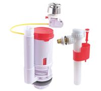 SOMATHERM PARA USTED: Mecanismo completo para inodoro. Económico y adaptable, fácil e instalación rápida. Mecanismo universal con cable para descarga doble + Válvula de flotador de alimentación latera