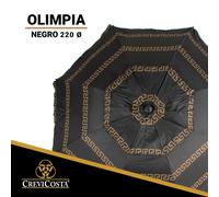 Sombrilla 220 cm OLIMPIA NEGRO con Espiral y Poste de Recorrido Total. 8 Varillas. PROTECCIÓN Total contra los Rayos UV - CREVICOSTA QUALITY MARK MARCAS DE CALIDAD