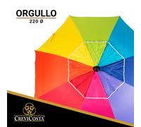 Sombrilla 220 cm ORGULLO con Espiral y Poste de Recorrido Total. 8 Varillas. PROTECCIÓN Total contra los Rayos UV - CREVICOSTA QUALITY MARK MARCAS DE CALIDAD
