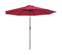 Sombrilla de jardín ø295x250 cm con manivela parasol exterior con mecanismo de inclinación y poste desmontable de metal para terraza piscina patio vino tinto