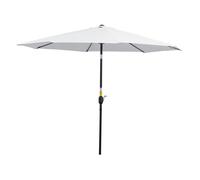 Sombrilla de jardín ø295x250 cm con manivela parasol exterior con mecanismo de inclinación y poste desmontable de metal para terraza piscina patio blanco