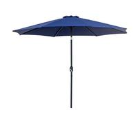 Sombrilla de jardín ø295x250cm con mecanismo de inclinación y poste desmontable de metal para terraza piscina patio azul