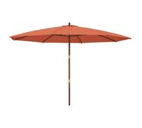 vidaXL Sombrilla de jardín con poste de madera terracota 400x273 cm