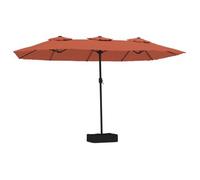 vidaXL Sombrilla de jardín doble 449x245 cm Colores: celeste, rojo, terracota y negro