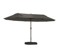 Sombrilla de jardín Outsunny, sombrilla doble rectangular de 4.6L x 2.7L x H m con apertura y cierre, incluye bolsas y base, para balcón, piscina, color gris