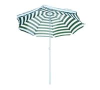 Sombrilla de playa ø180 cm con techo inclinable y poste de metal protección solar para jardín terraza exterior rayas verde y blanco