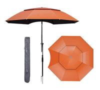 Sombrilla de Playa a Prueba de Viento de 2,1 m/2,4 m/2,6 m, sombrilla portátil con protección y Anclaje para Arena, sombrilla de Pesca, Poste inclinable de Acero/Aluminio, Bolsa de Transporte