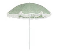 Sombrilla de playa con flecos ø180 cm altura ajustable inclinación anclaje arena y bolsa de transporte upf30+ verde