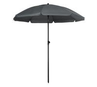 Sombrilla de playa con protección uv50+ mástil de ø32 mm y toldo ajustable ø180x209 cm gris oscuro