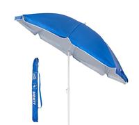 Sombrilla de playa de 8 varillas con protección solar UPF +50 de acero y nylon azul, de Ø 180 cm Lola Home
