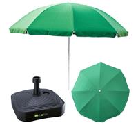 Sombrilla de playa grande de 240 cm, plegable, con base y soporte cuadrado, juego completo