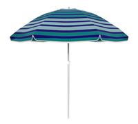Sombrilla de playa MARBUENO, Nylon Acero Con Funda Rayas Azul Rosa y Verde 140 cm Jardín, portátil, para Arena, Sol, protección solar, uso en espacios exteriores