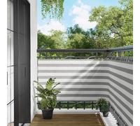 Sombrilla de poliéster resistente a los rayos UV, protección solar rectangular para terraza, balcón, color gris claro, blanco, 90 x 200 cm, diseño moderno de rayas, sombrilla estable para balcón